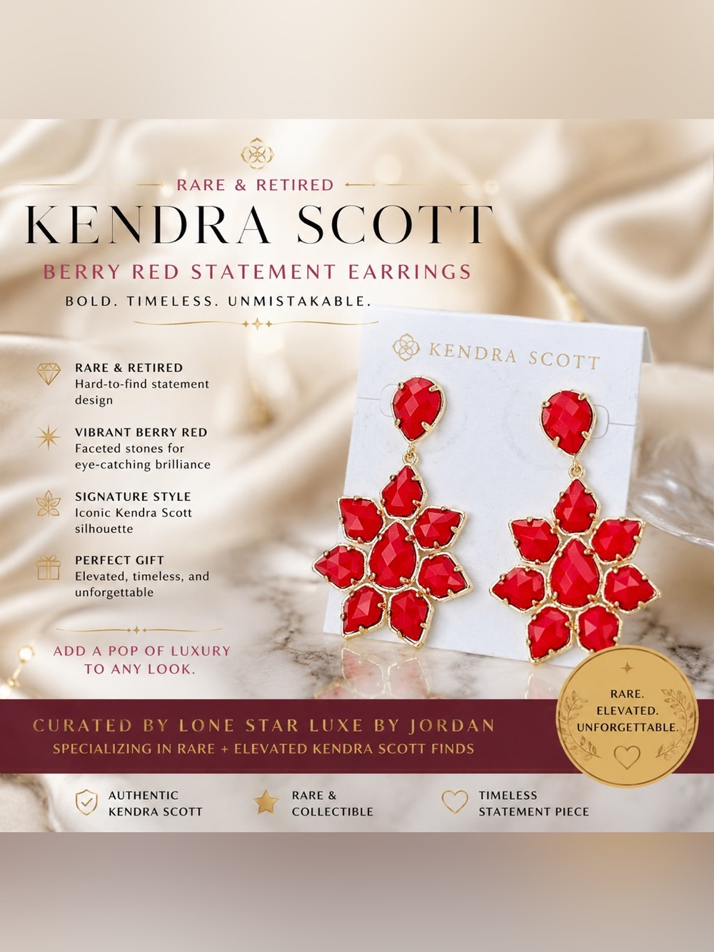 Rare Kendra Scott Red Greta Drop Statement